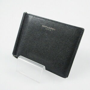 SAINT LAURENT Grain Powder Textured Leather Wallet Money Clip